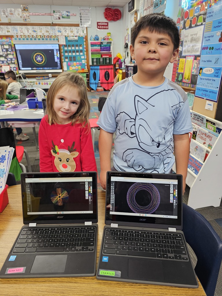 Two students showing off their hard work