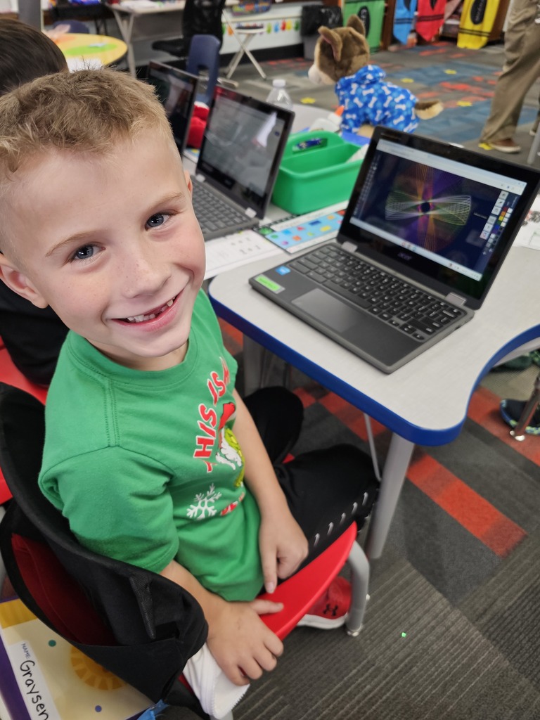 Student working hard on his Spirograph