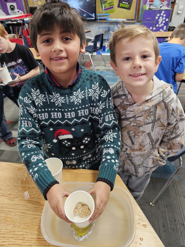 Two boys showing their gingerbread man