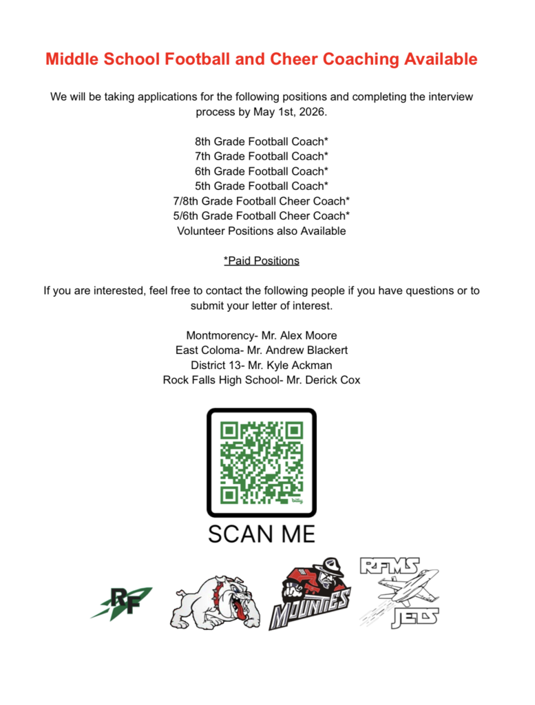 Middle School Football and Cheer Coaching Available