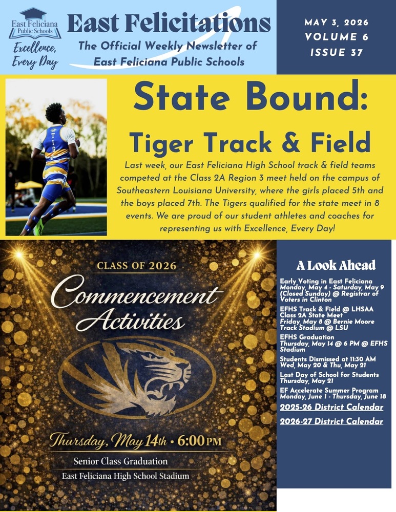First page of district newsletter - use PDF reader to review.