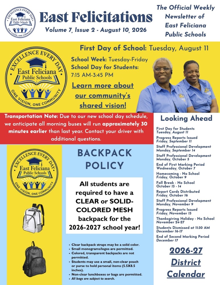 First page of district newsletter - use PDF reader to review.