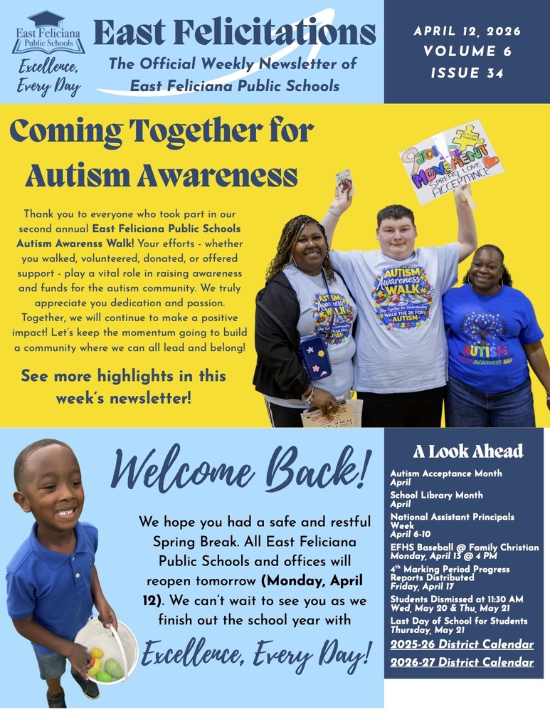 First page of district newsletter - use PDF reader to review.