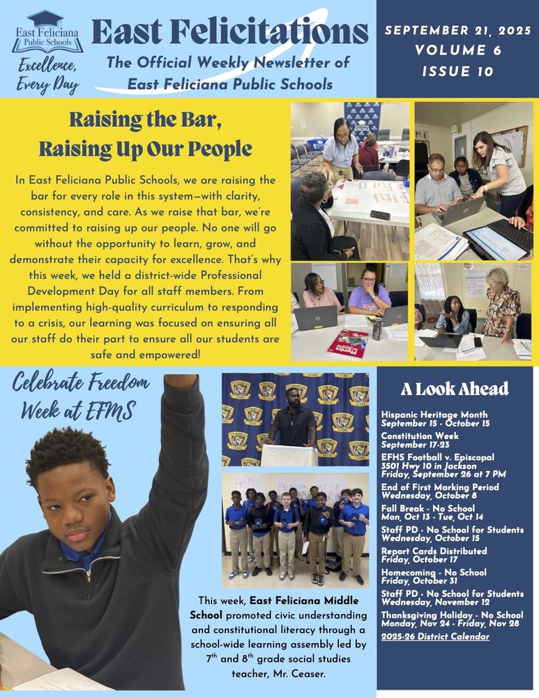 First page of district newsletter - use PDF reader to review.