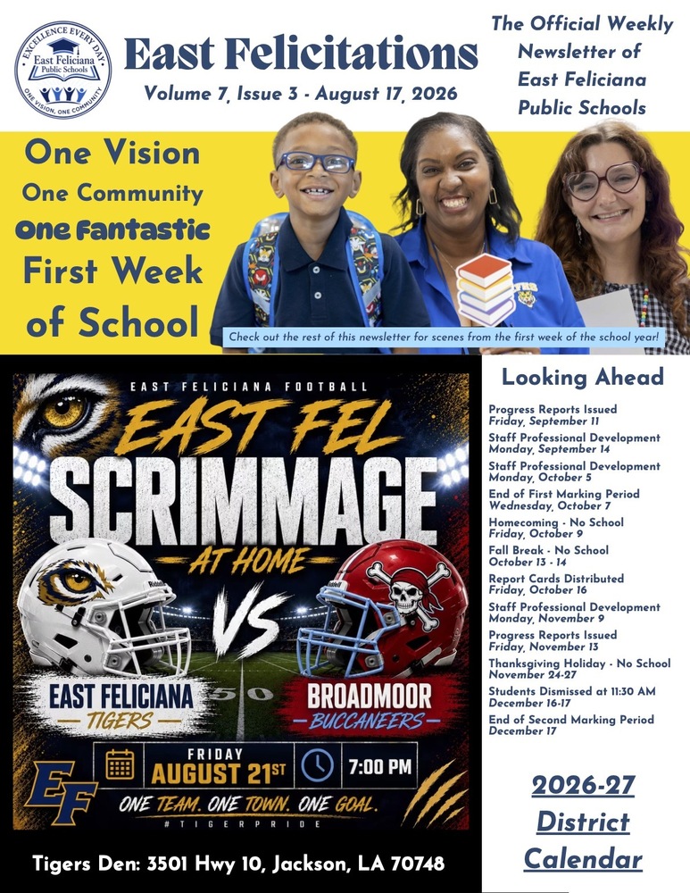 First page of district newsletter - use PDF reader to review.