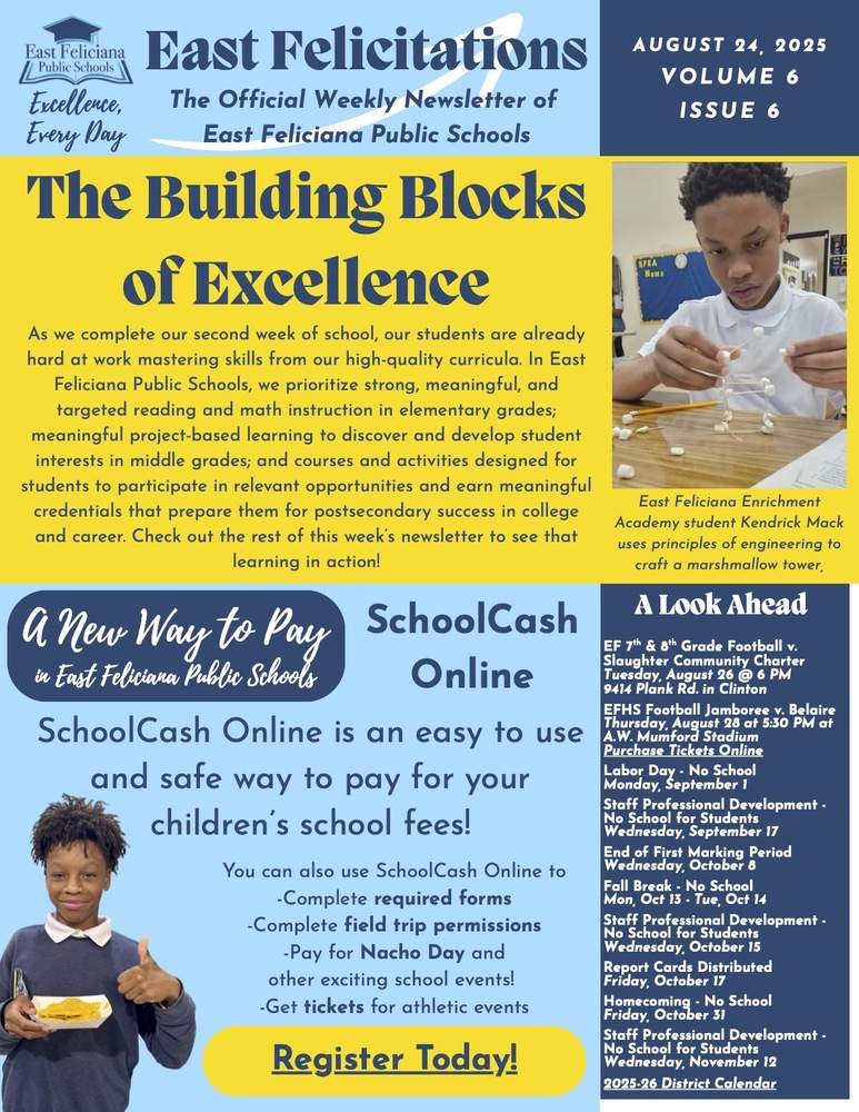 First page of district newsletter - use PDF reader to review.