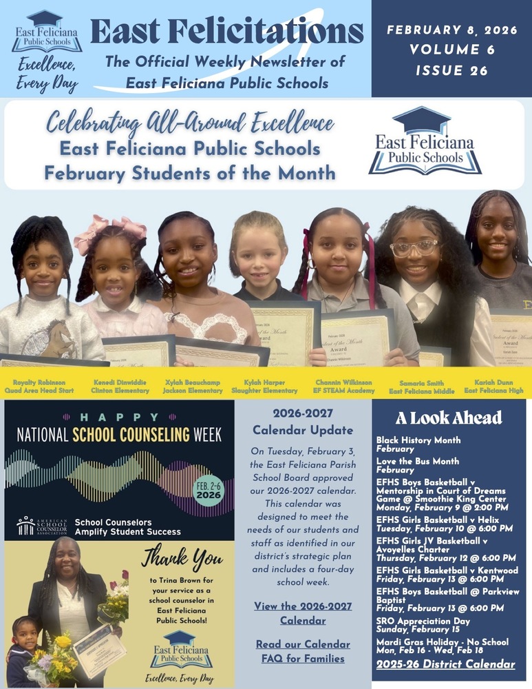 First page of district newsletter - use PDF reader to review.