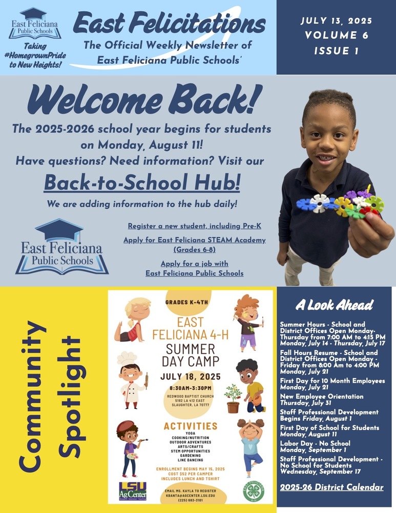 First page of district newsletter - use PDF reader to review.