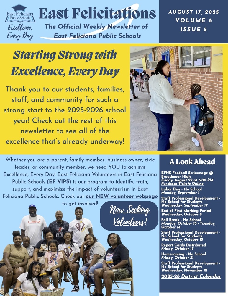 First page of district newsletter - use PDF reader to review.