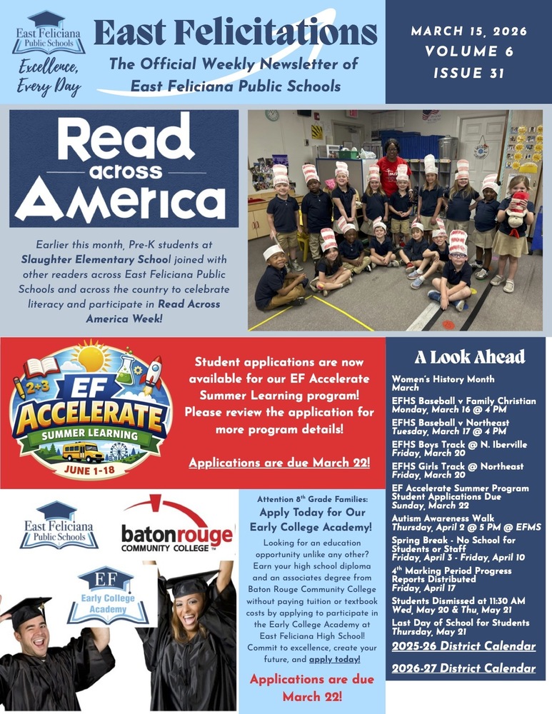 First page of district newsletter - use PDF reader to review.