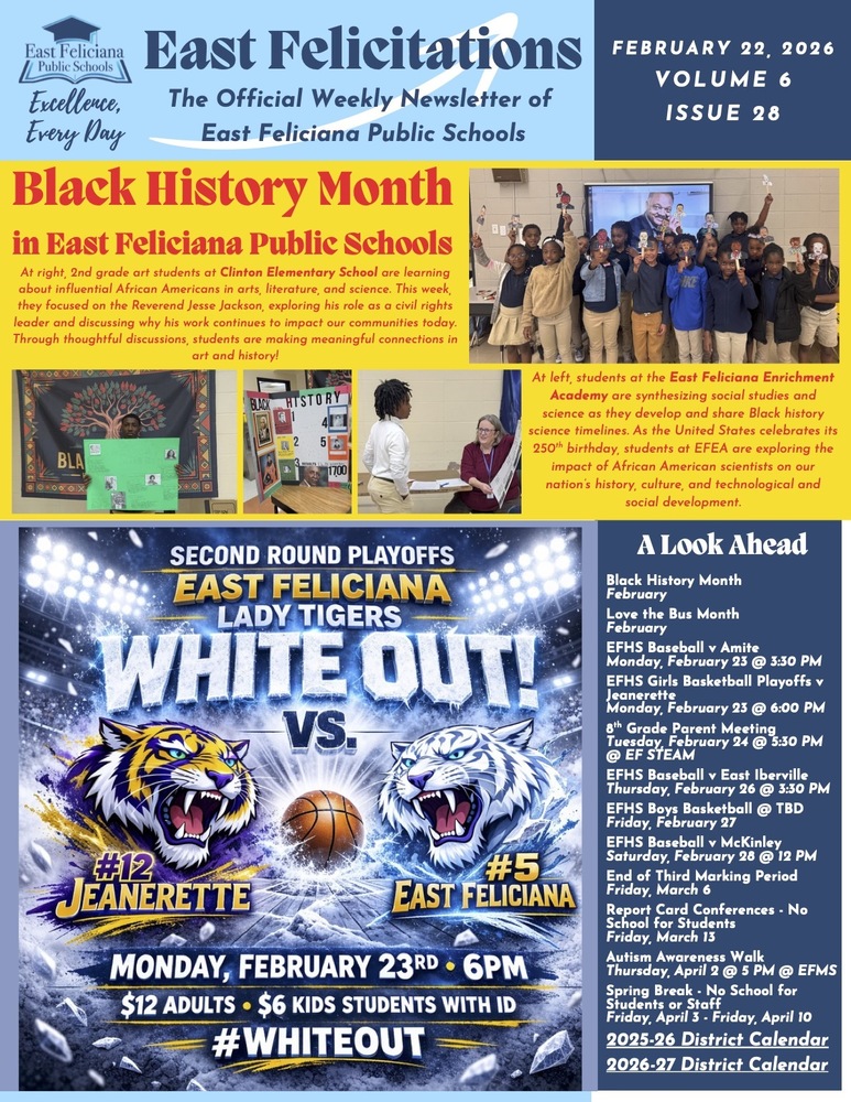 First page of district newsletter - use PDF reader to review.