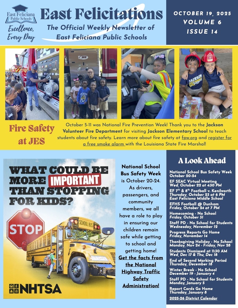 First page of district newsletter - use PDF reader to review.