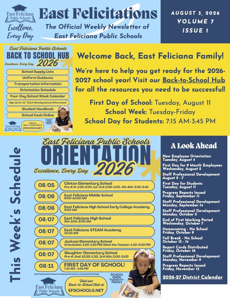 First page of district newsletter - use PDF reader to review.