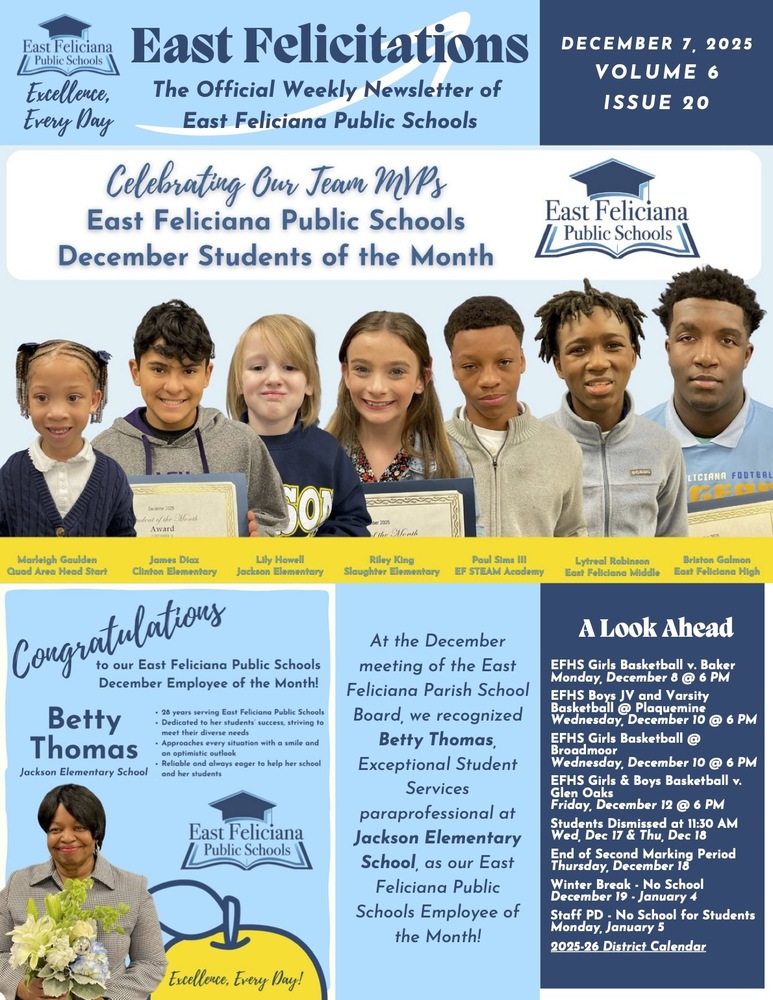 First page of district newsletter - use PDF reader to review.
