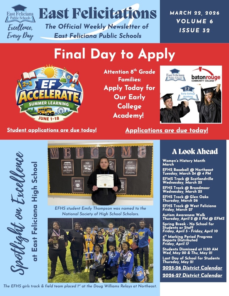 First page of district newsletter - use PDF reader to review.