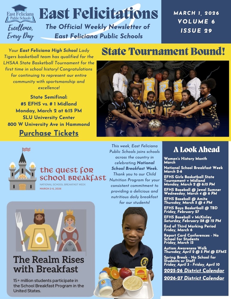 First page of district newsletter - use PDF reader to review.