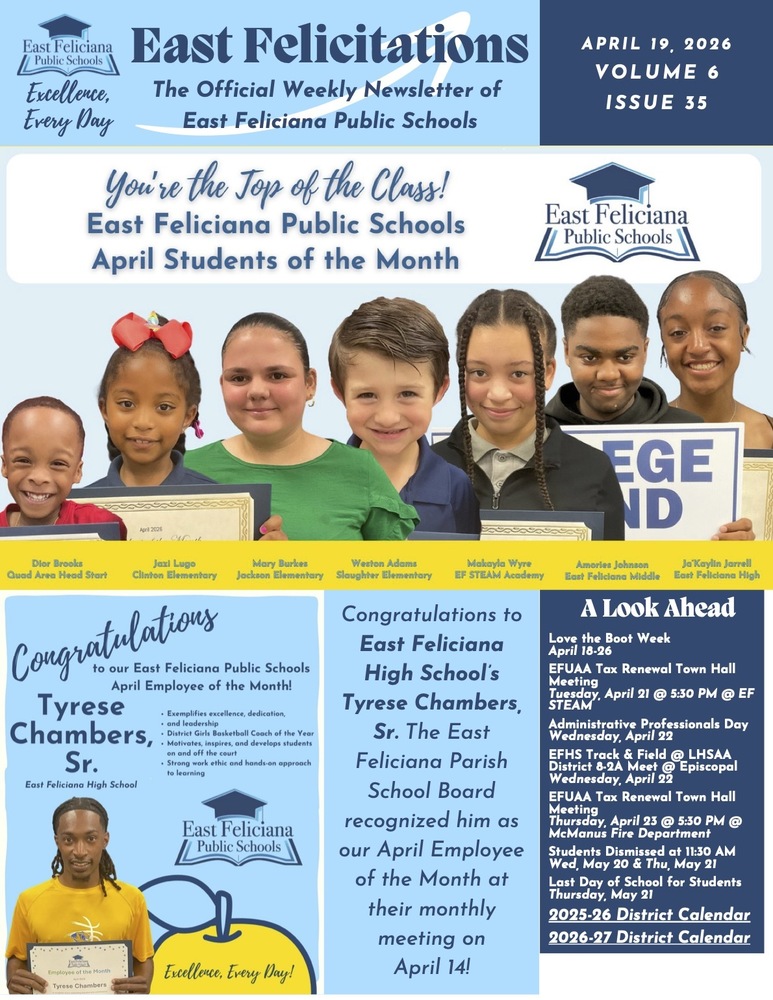 First page of district newsletter - use PDF reader to review.