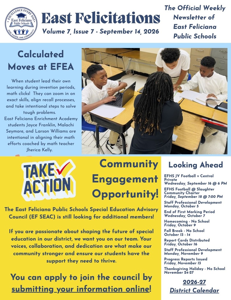 First page of district newsletter - use PDF reader to review.