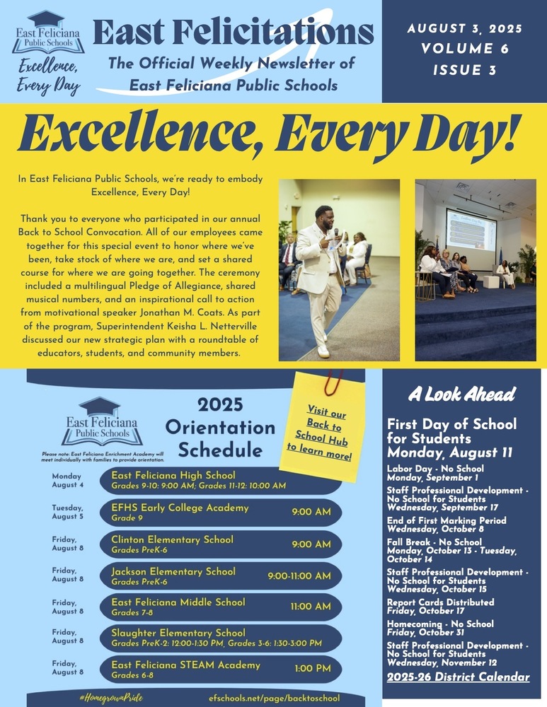 First page of district newsletter - use PDF reader to review.