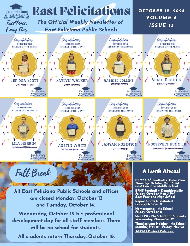 First page of district newsletter - use PDF reader to review.