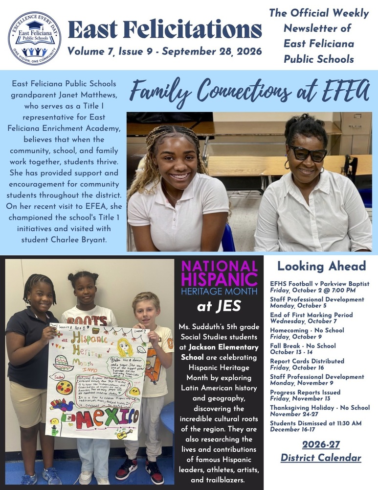 First page of district newsletter - use PDF reader to read full link.