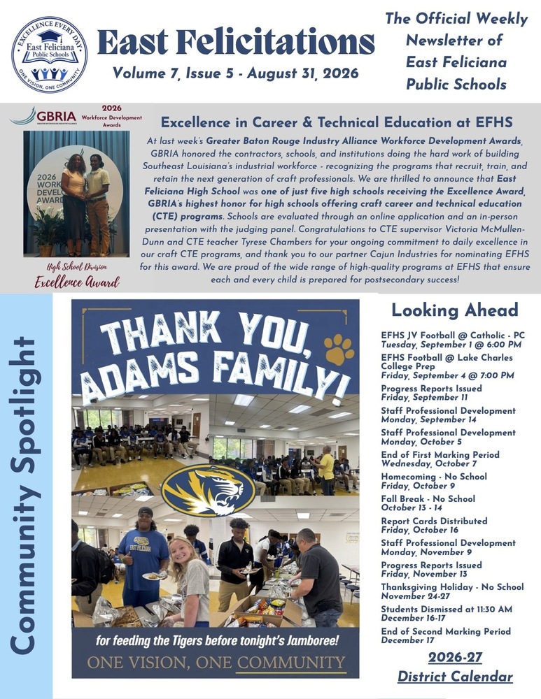 First page of district newsletter - use PDF reader to review.