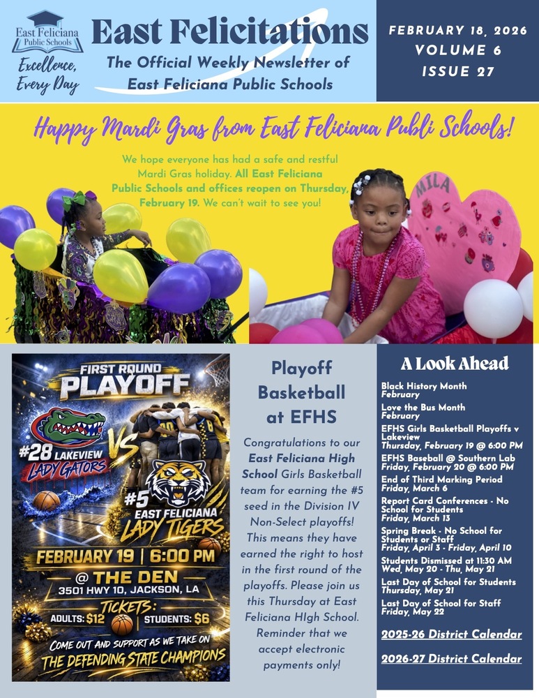 First page of district newsletter - use PDF reader to review.