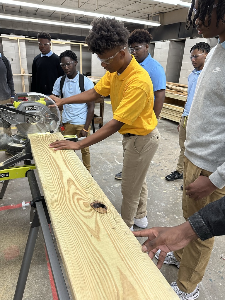 Students building benches.