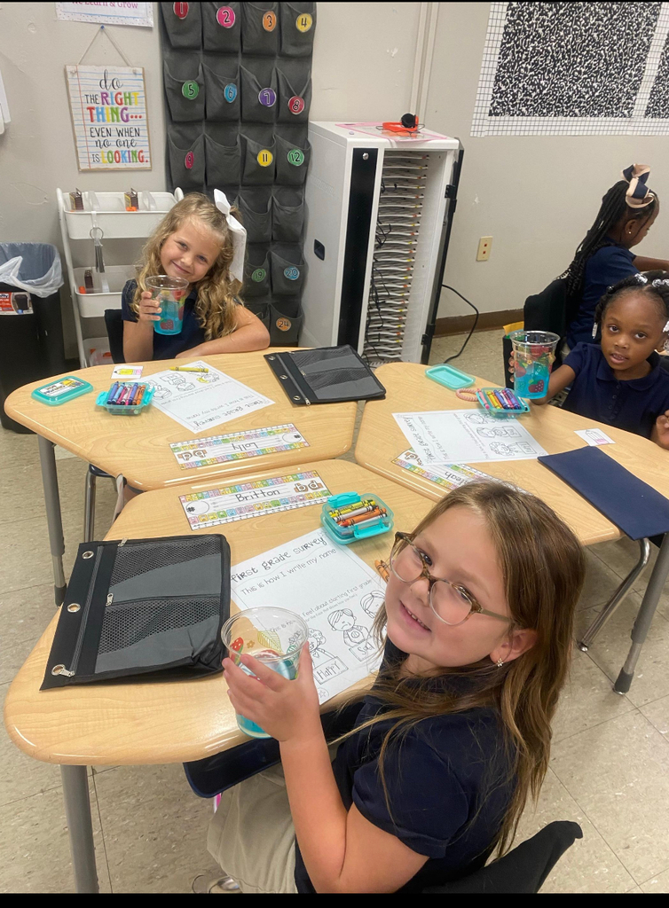 Students drinking juice