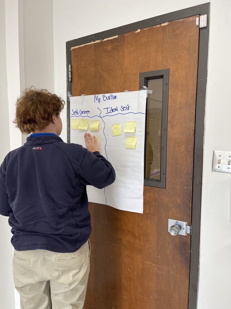 Student works on a poster.
