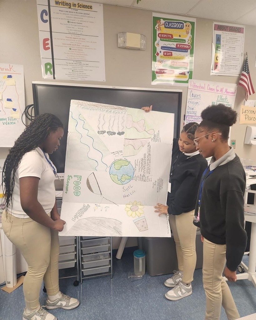 Students with displays.