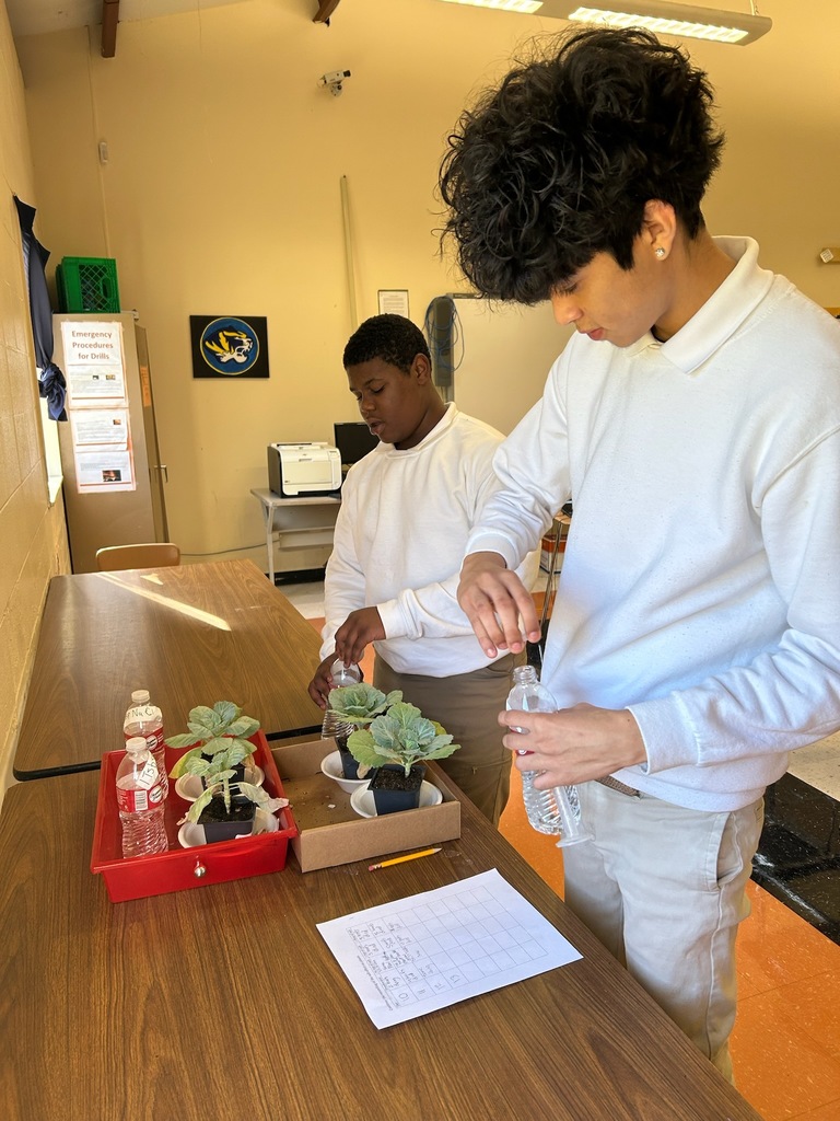 Students water plants