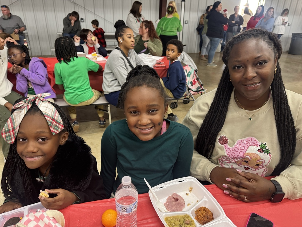 A family shares a meal.