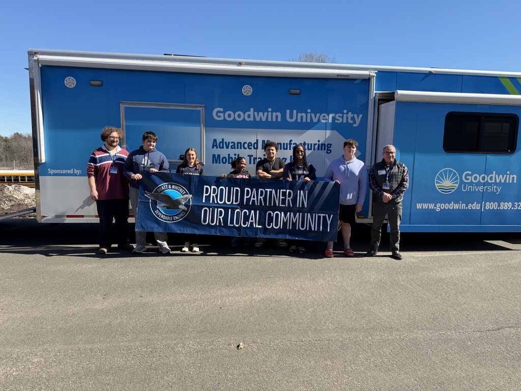 Representatives from Goodwin University visited the technology education classes on March 9th. to present information on their Early College Advanced Manufacturing Pathway. Afterwards, students toured the Advanced Manufacturing Mobile Training Lab where they participated in virtual welding exercises, operated robots called Dobot Magicians, and used 3D printing pens.