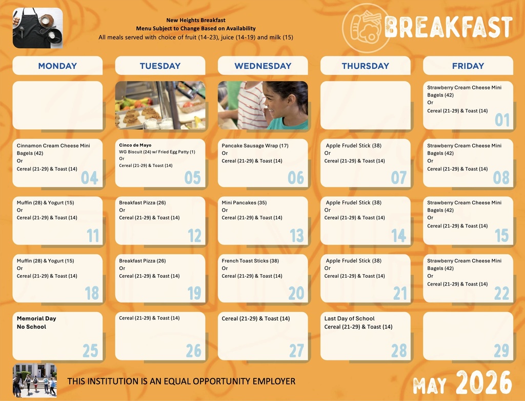Breakfast Menu for New Heights