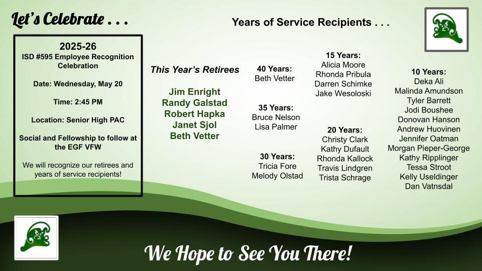 years of service recipients
