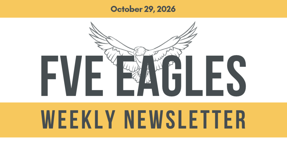 FVE Weekly Newsletter logo with an eagle and yellow border