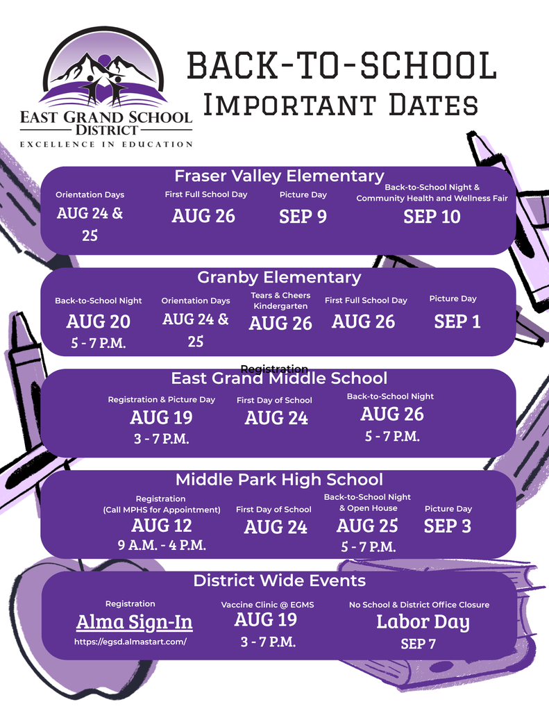 Back to school important dates