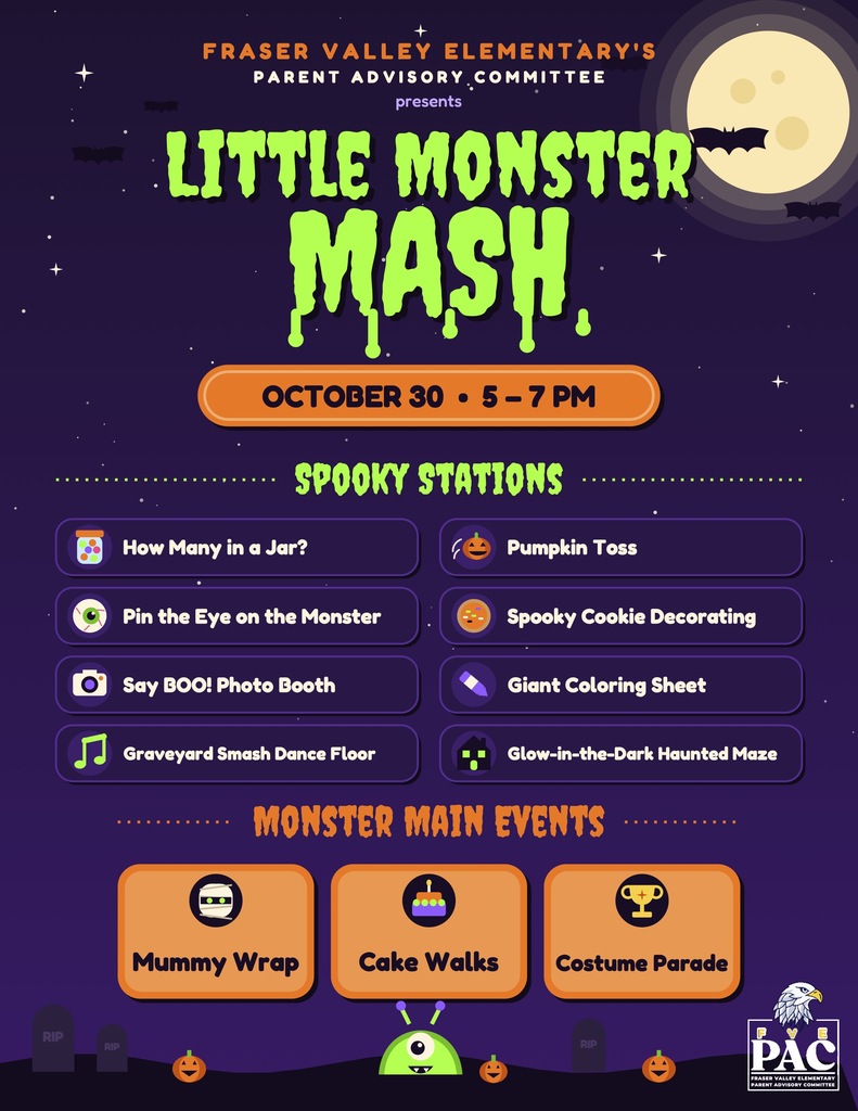 Little Monster Mash Flyer with halloween themed graphics and details for the party