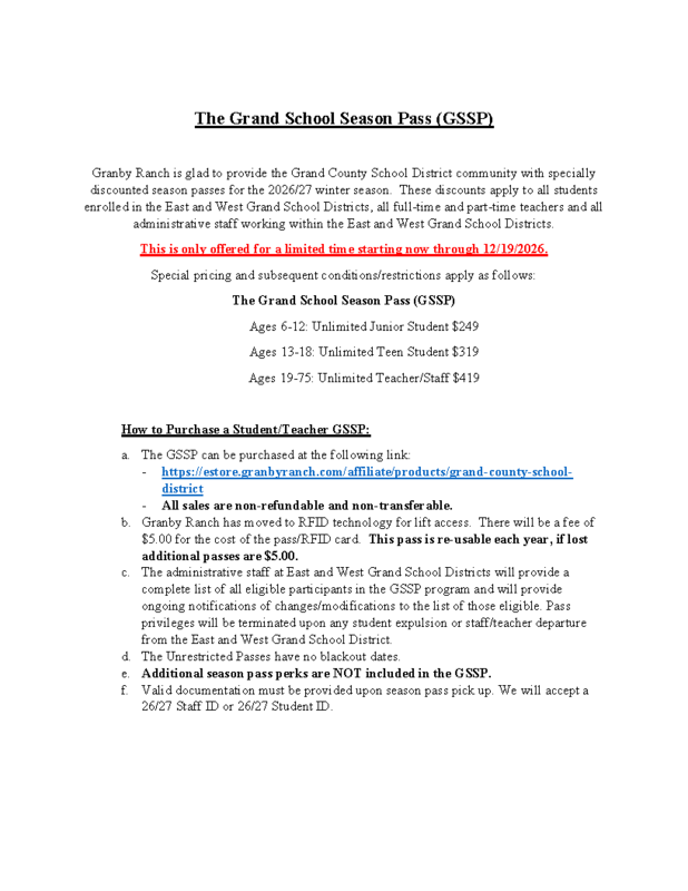 Granby Ranch Ski Offer