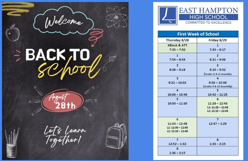 Back to School 1st week Schedule