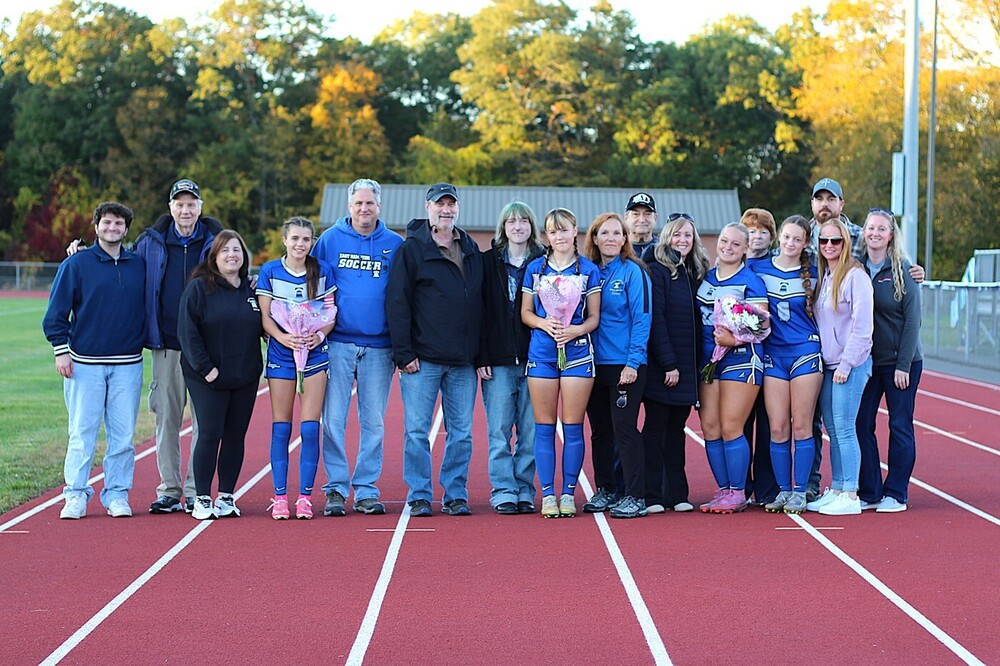 Girls Soccer Senior Night Athletes and parents 