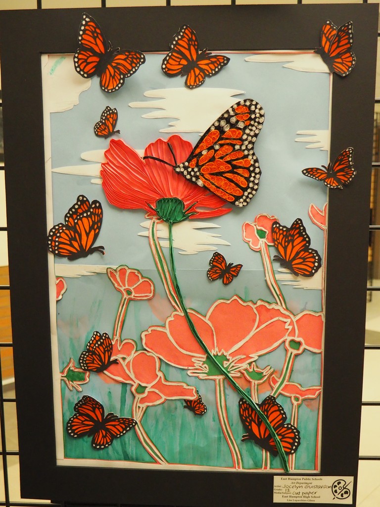 Grade 12 Monarch Butterflies on flowers Media : cut paper