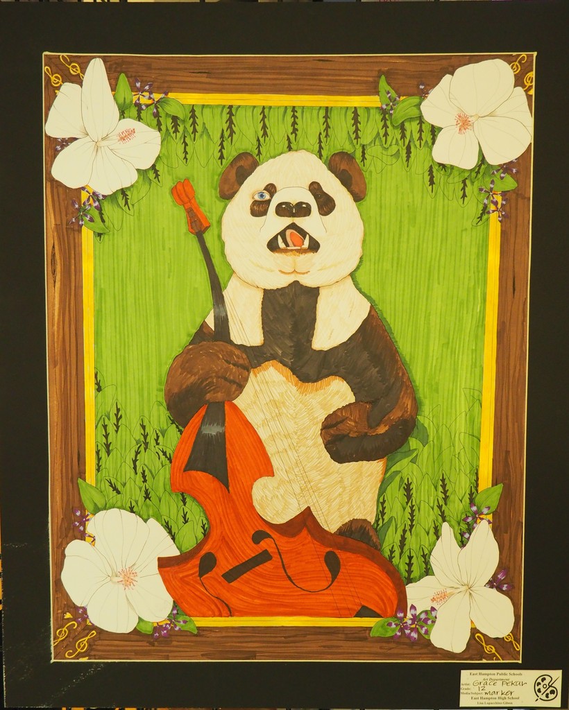 Grade 12 Panda holding upright bass - Media: Marker