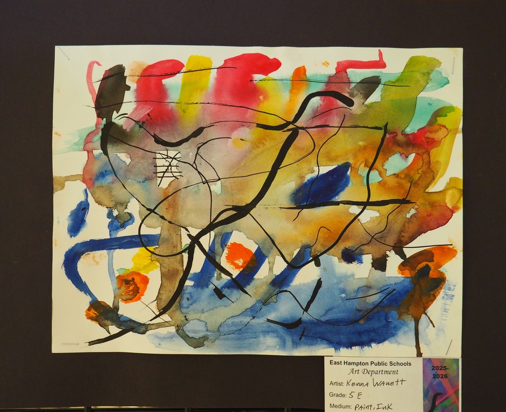 Grade 5 Kandinisky like watercolor and ink painting