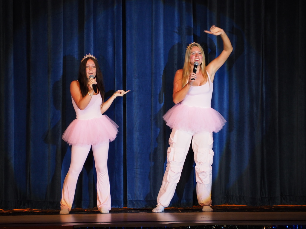 Modern Song and Dance number 2 students in pink tutus
