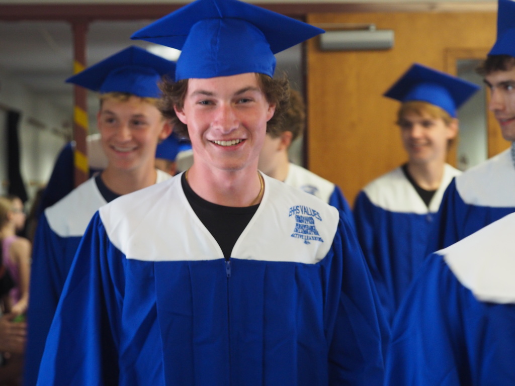 Senior Close-up walking in Memorial School