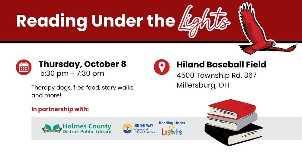 Reading Under the Lights - October 8, 5:30-7:30 pm, Hiland Baseball Field