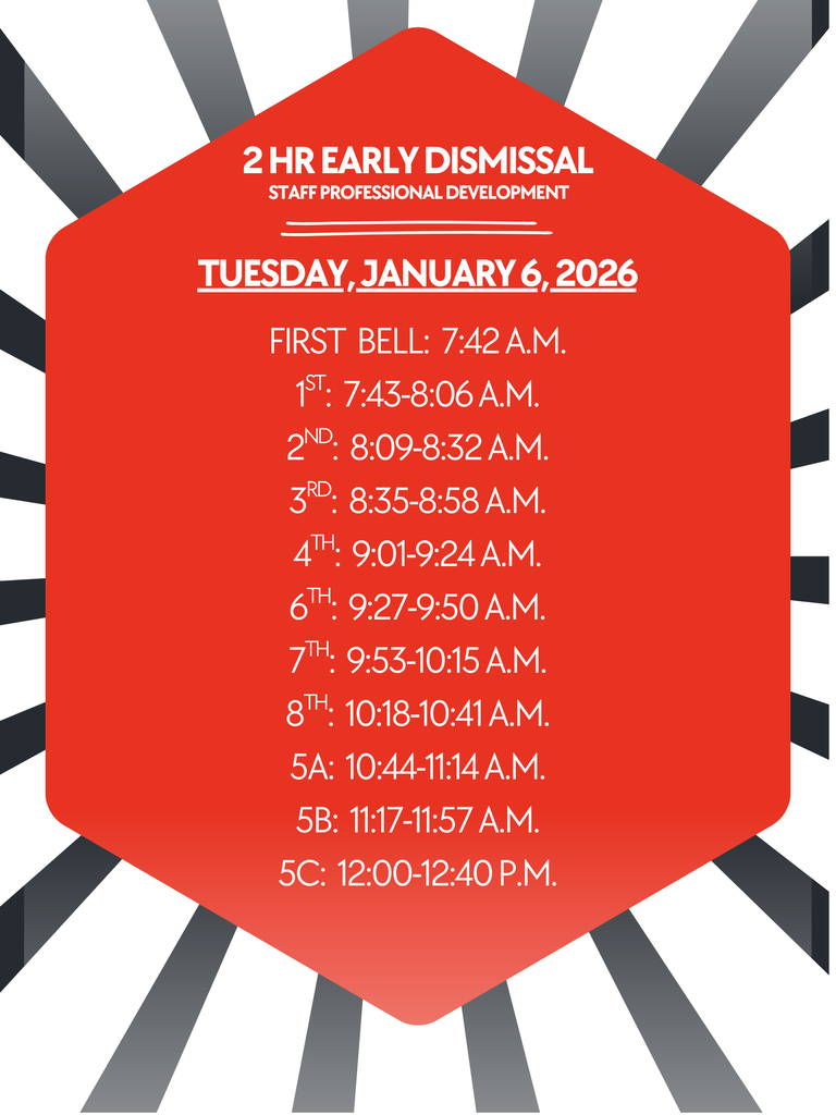 January 6, 2026 2 HR Early Release Bell Schedule