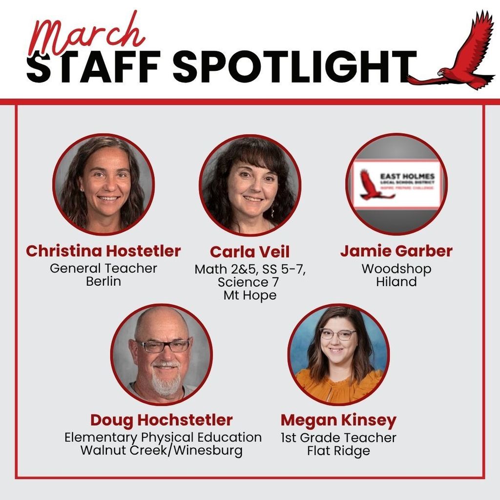 March Staff Spotlight - Christina Hostetler, Carla Veil, Jamie Garber, Doug Hochstetler, Megan Kinsey